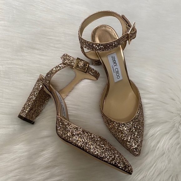 🔥HOST PIC🥳😍JIMMY CHOO Kambree Glitter Pumps 38 - Picture 2 of 4